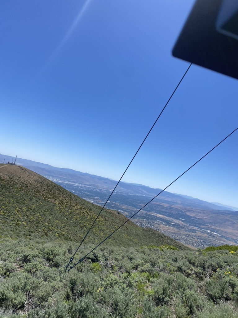 Guy wires and valley view from the Peavine crest